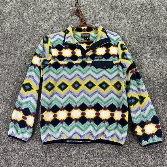 Patagonia Sweaters - Patagonia Sweater Womens XS Multicolor Print Synchilla Fleece Snap-T Pullover